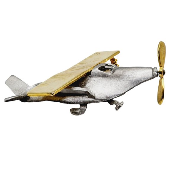 Vintage Signed Ultra Craft Plane Brooch with Articulating Propeller (A1208) - Picture 5 of 7